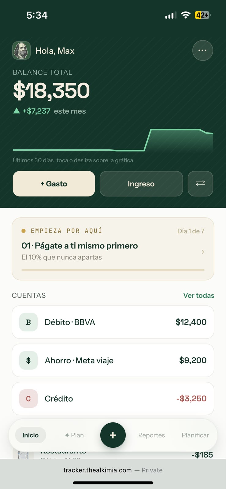 La app Alkimia: balance total, cuentas y la decisión del día