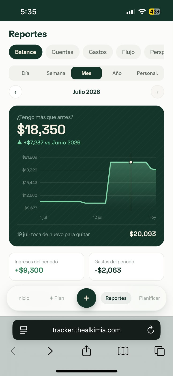 Reporte de balance mensual